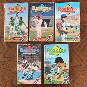 Vintage kids baseball books | set of 5 Rookies baseball novels | 1989